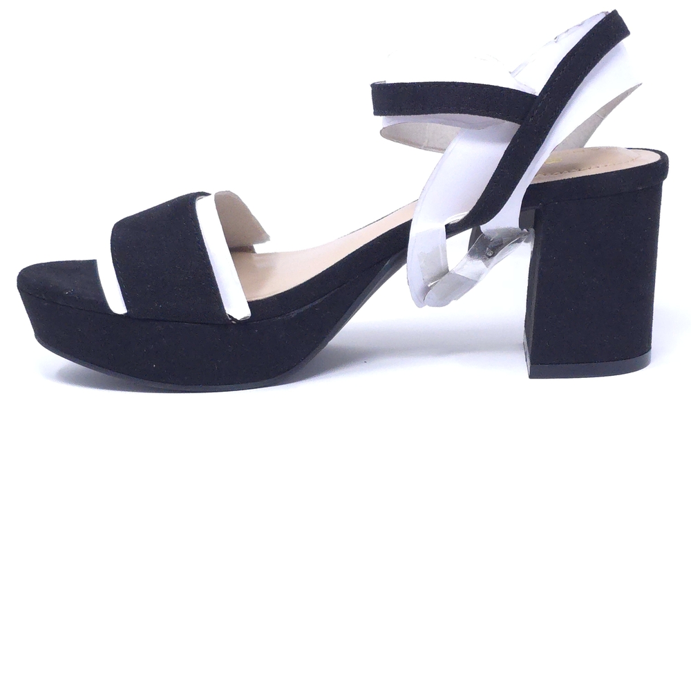 Bandolino Pennie 2 Genuine Suede Block Heel Ankle Strap Sandals Black 6M - Picture 6 of 11